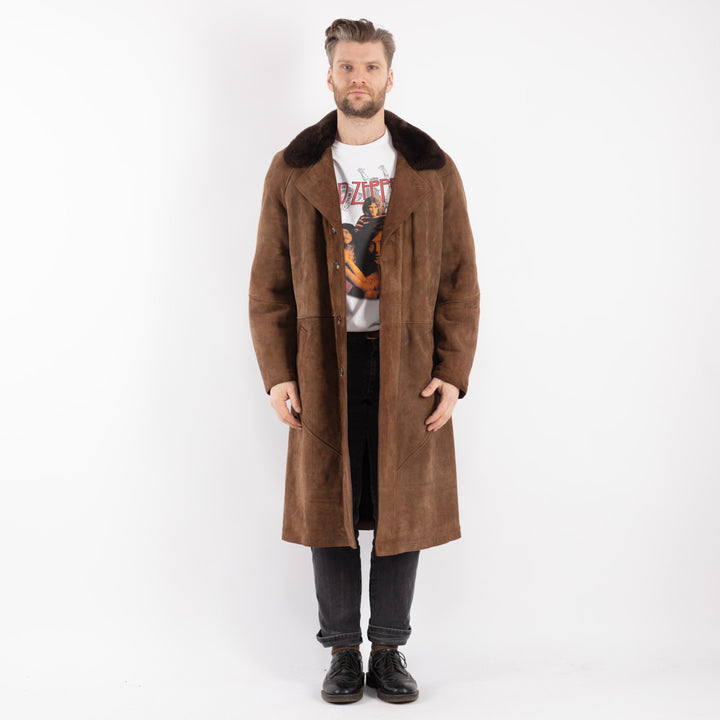 Vintage 70's Men Sheepskin Coat in Brown