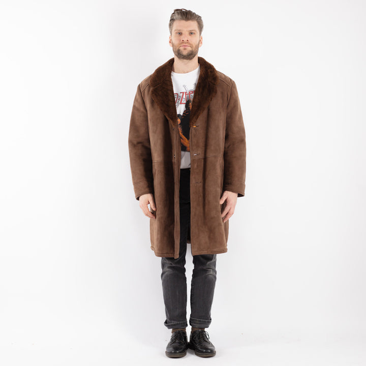 Vintage 70's Men Sheepskin Coat in Brown