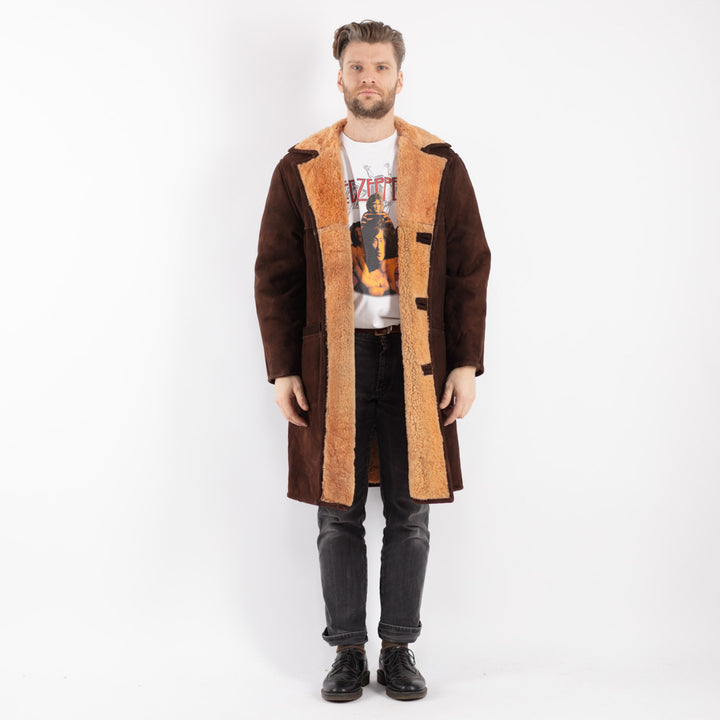Vintage 70's Men Sheepskin Coat in BrownZ378