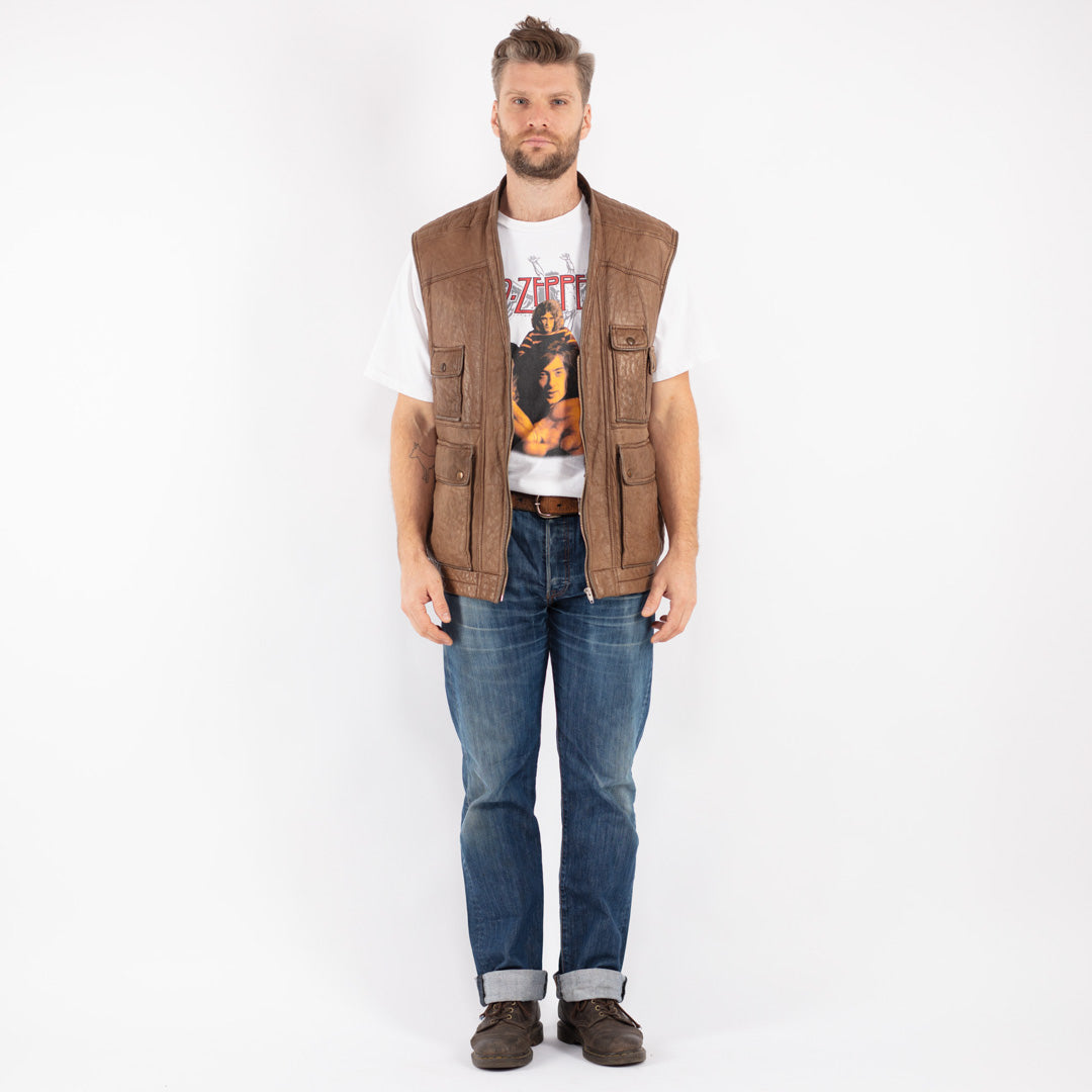 Vintage 80's Men Sheepskin Vest in Beige