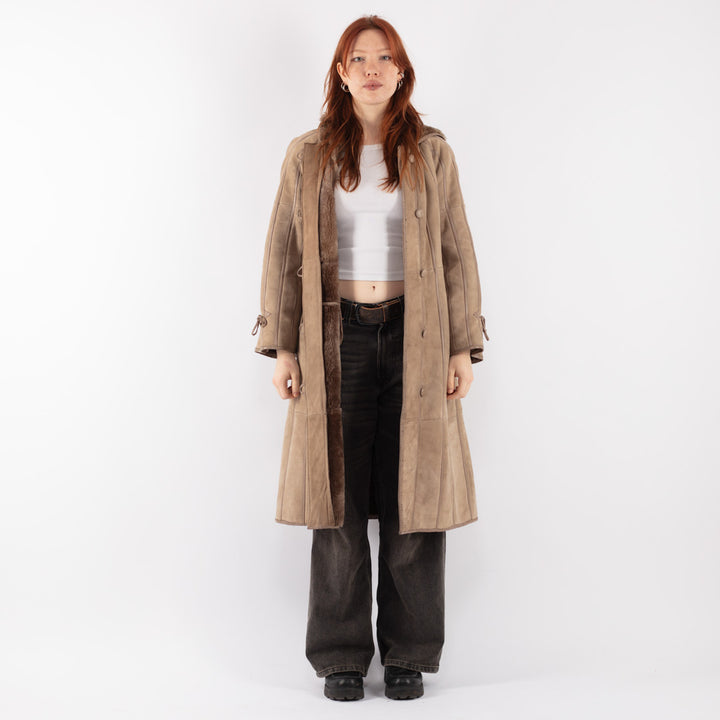 Vintage 80's Women Sheepskin Coat in BeigeV8472