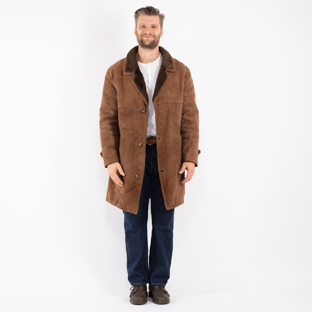 Vintage 70's Men Sheepskin Coat in Brown