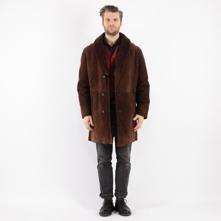 Vintage 70's Men Sheepskin Coat in Brown