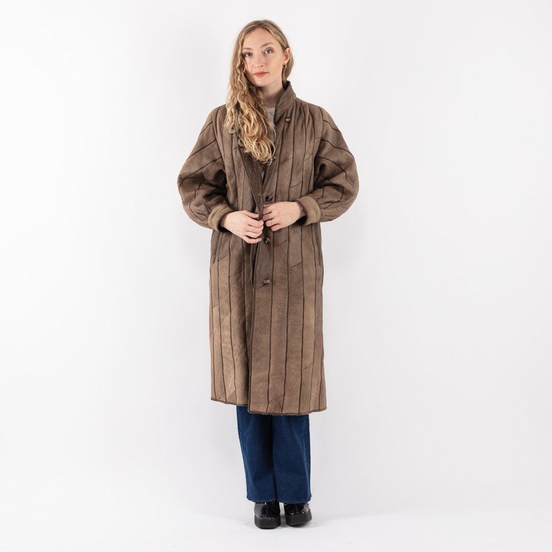 Vintage 80's Women Sheepskin Coat in Brown