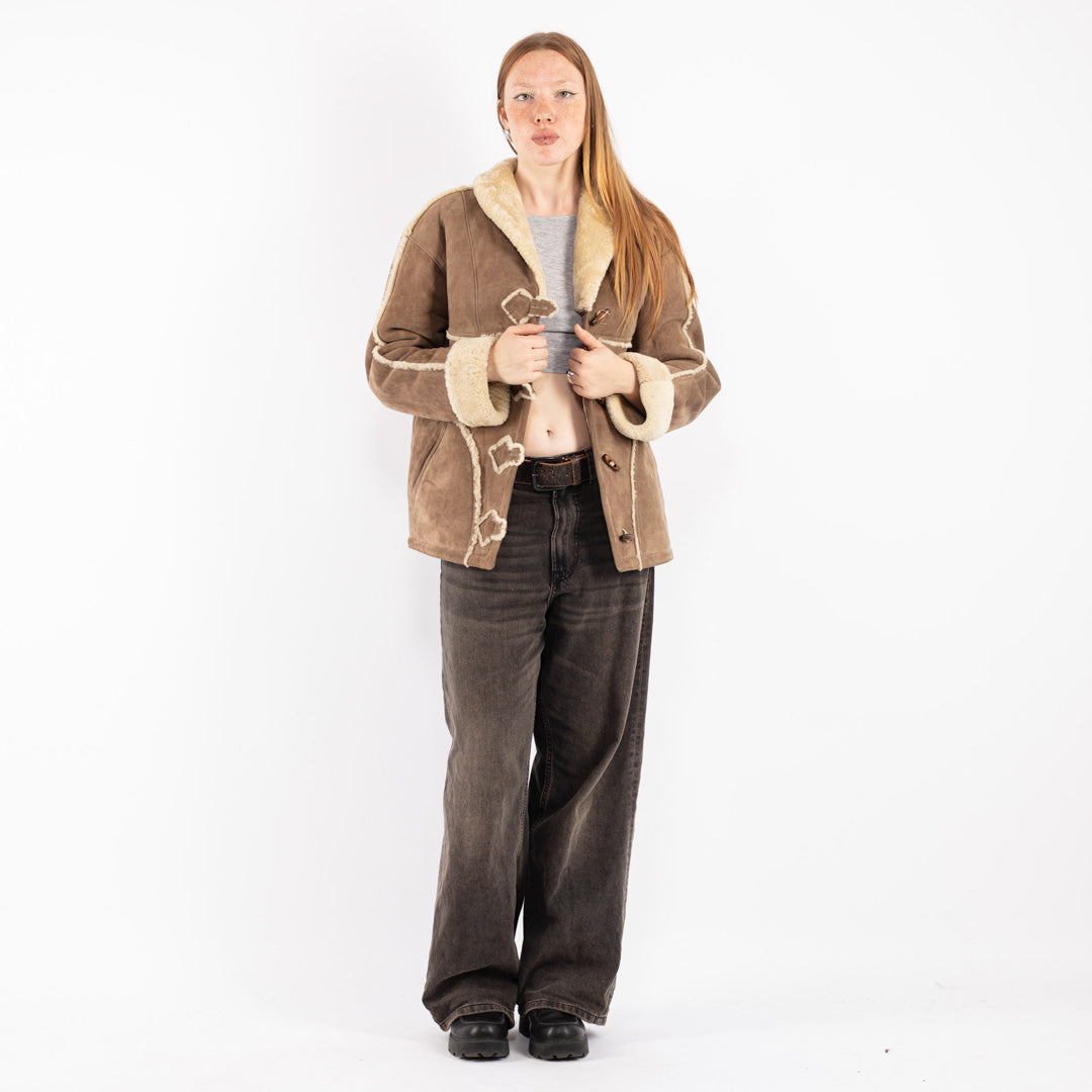 Vintage 70's Women Sheepskin Jacket in Beige