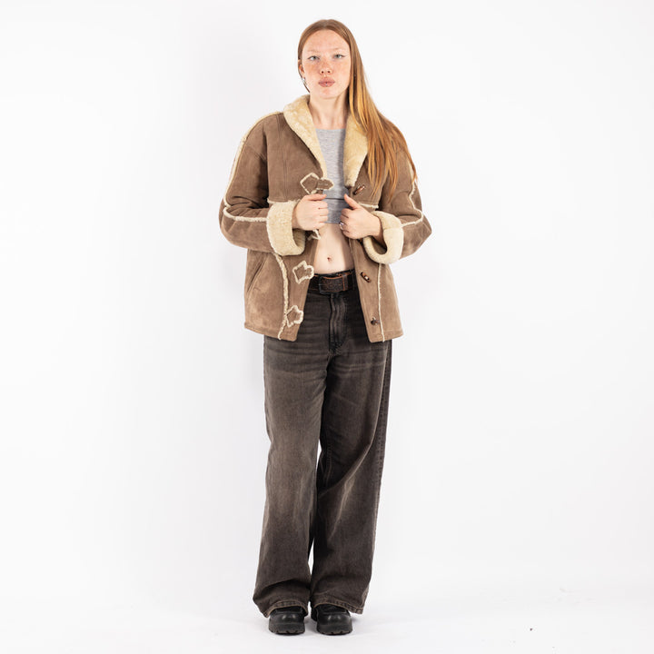 Vintage 70's Women Sheepskin Jacket in Beige