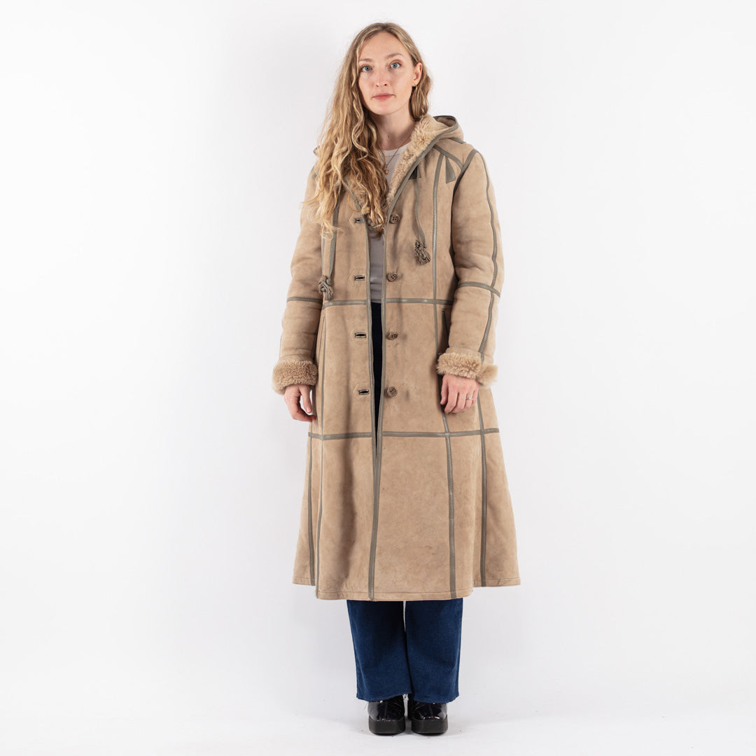 Vintage 70's Women Sheepskin Coat in Beige