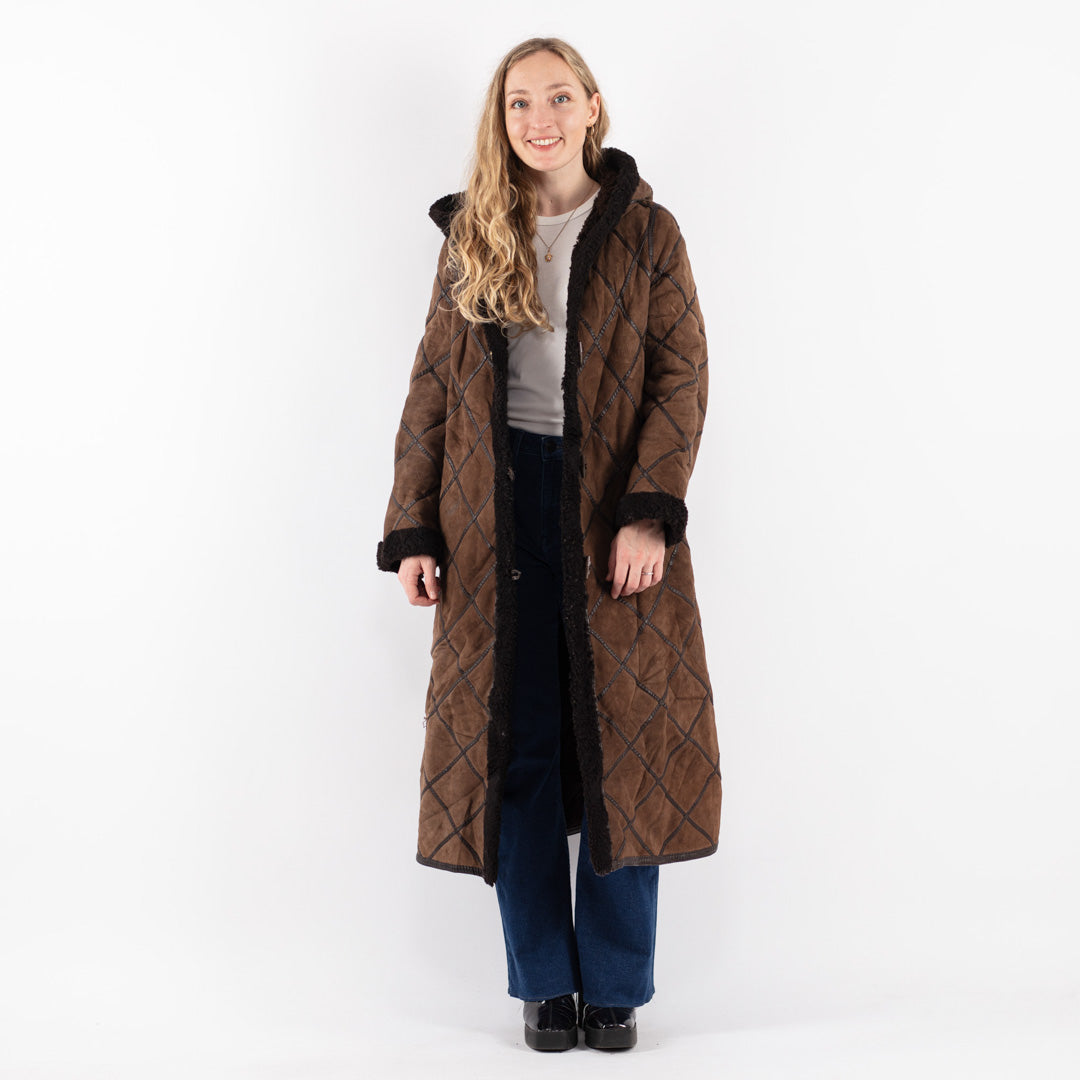 Vintage 80's Women Sheepskin Coat in Brown