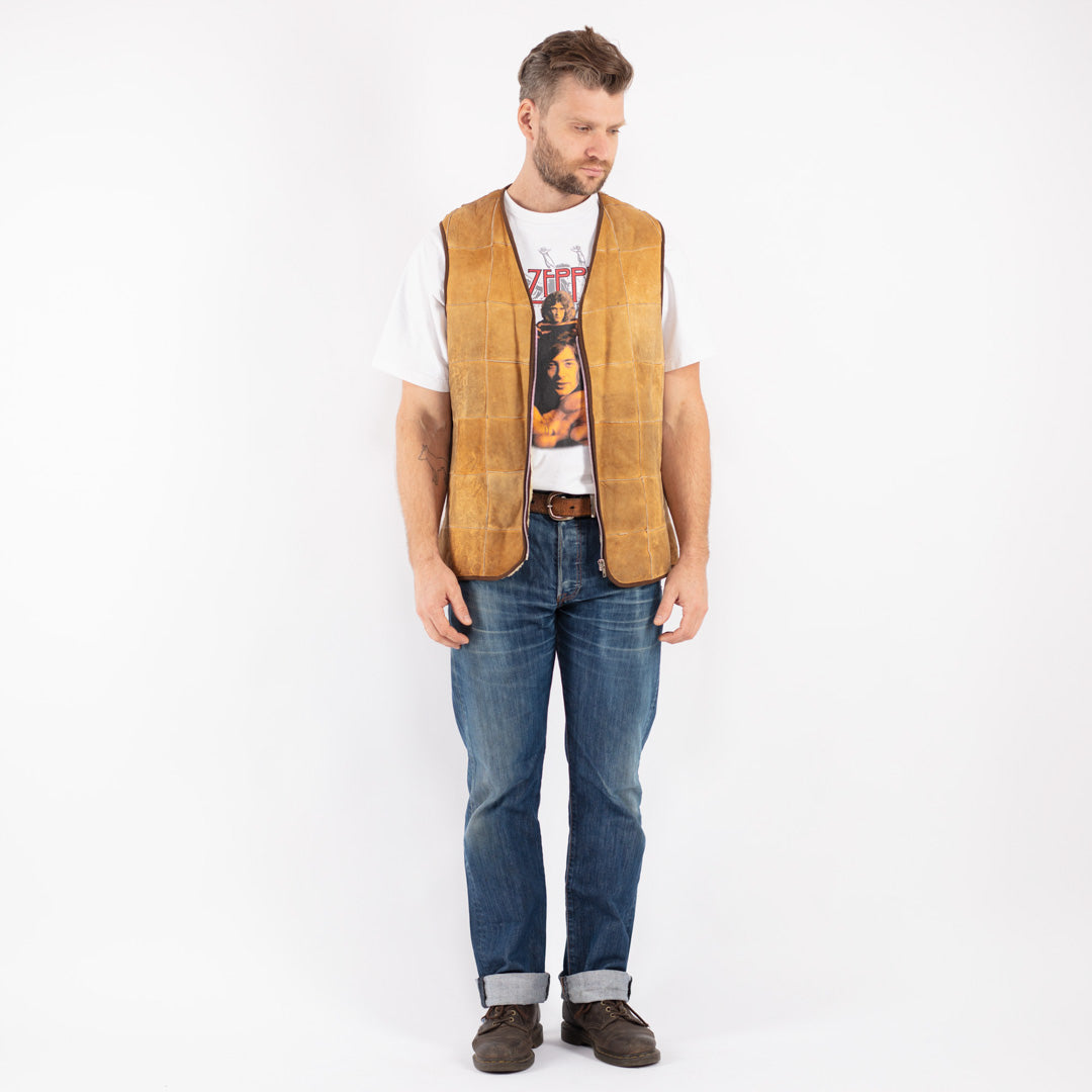 Vintage 70's Men Sheepskin Vest in Beige