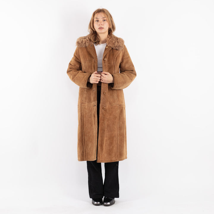 Vintage 70's Women Sheepskin Coat in Beige