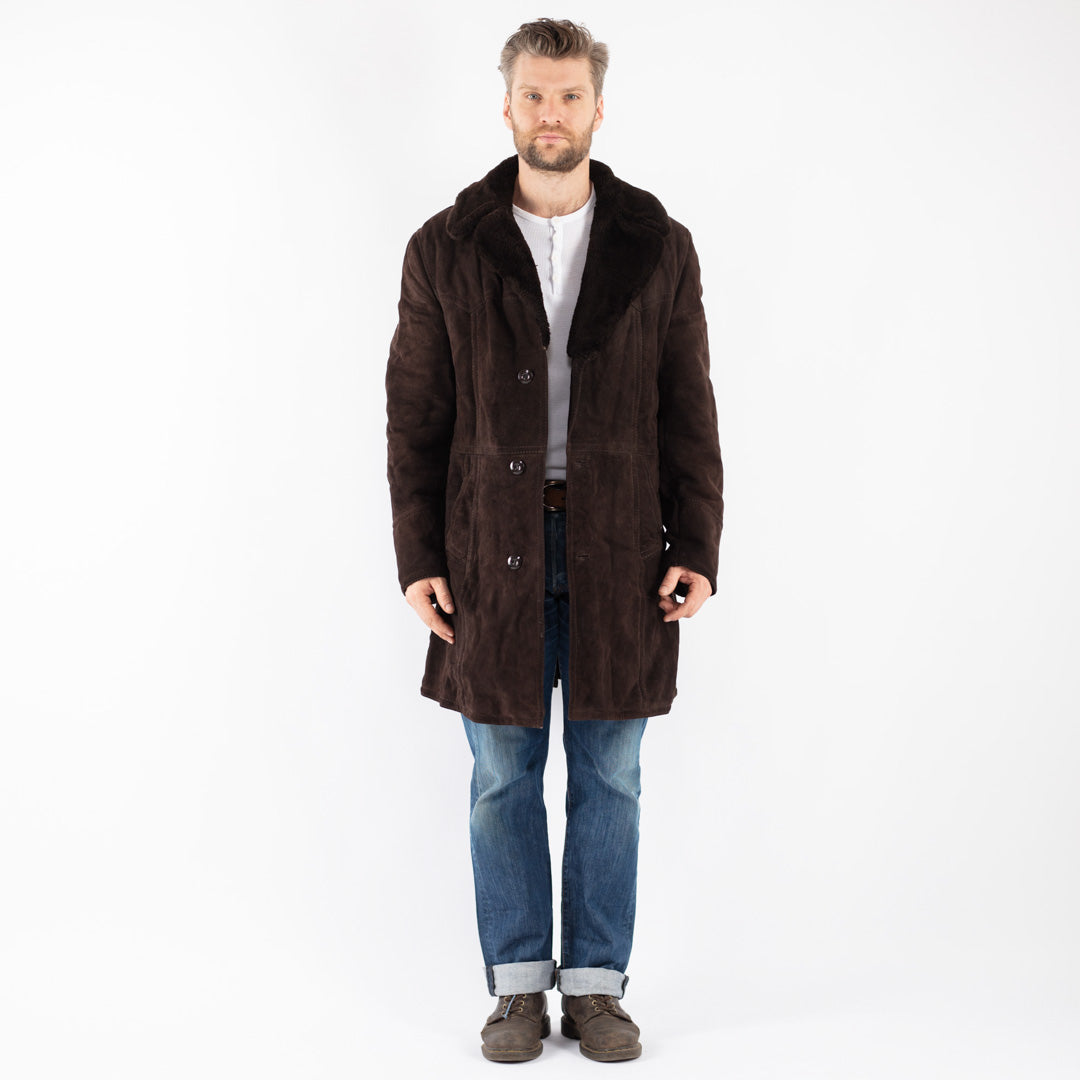 Vintage 70's Men Sheepskin Coat in Brown