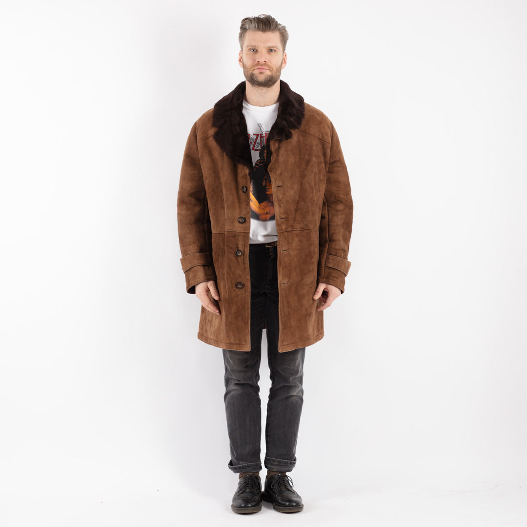 Vintage 70's Men Sheepskin Coat in Brown