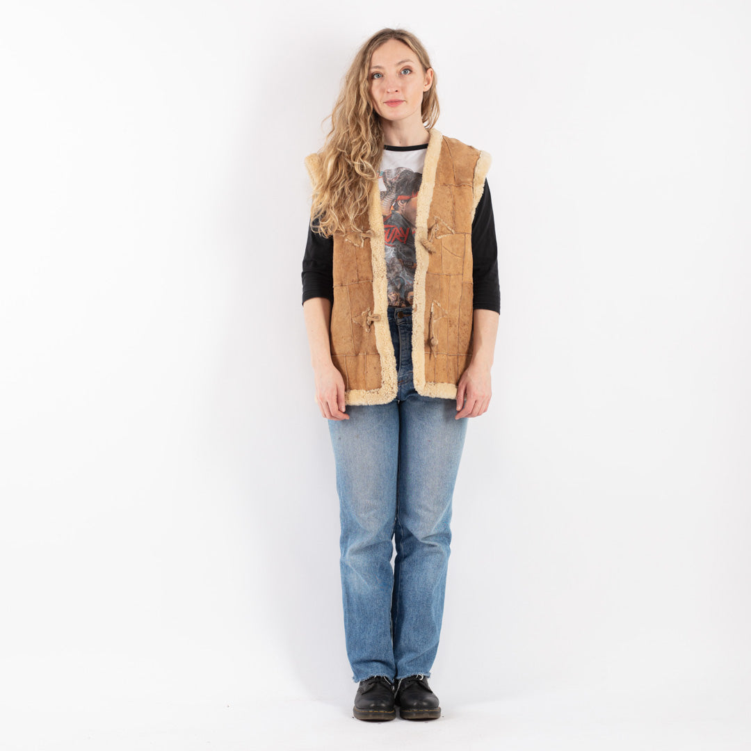 Vintage 70's Women Sheepskin Vest in BeigeV9125