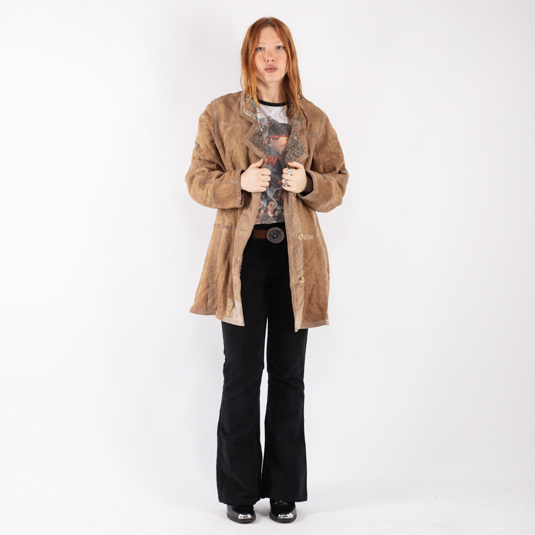 Vintage 90's Women Sheepskin Coat in Beige