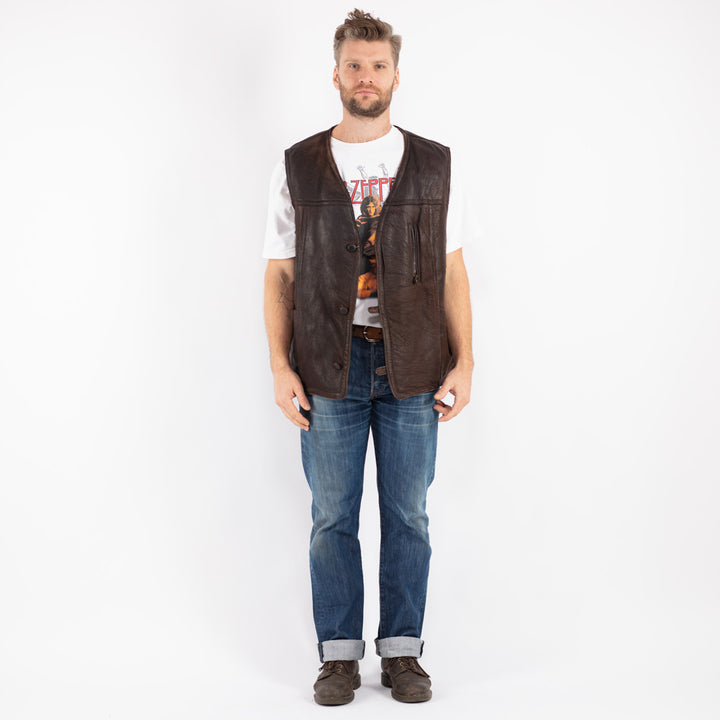 Vintage 70's Men Sheepskin Vest in Brown