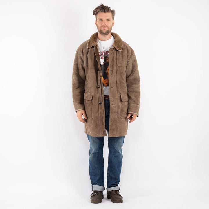 Vintage Men Sheepskin Coat in