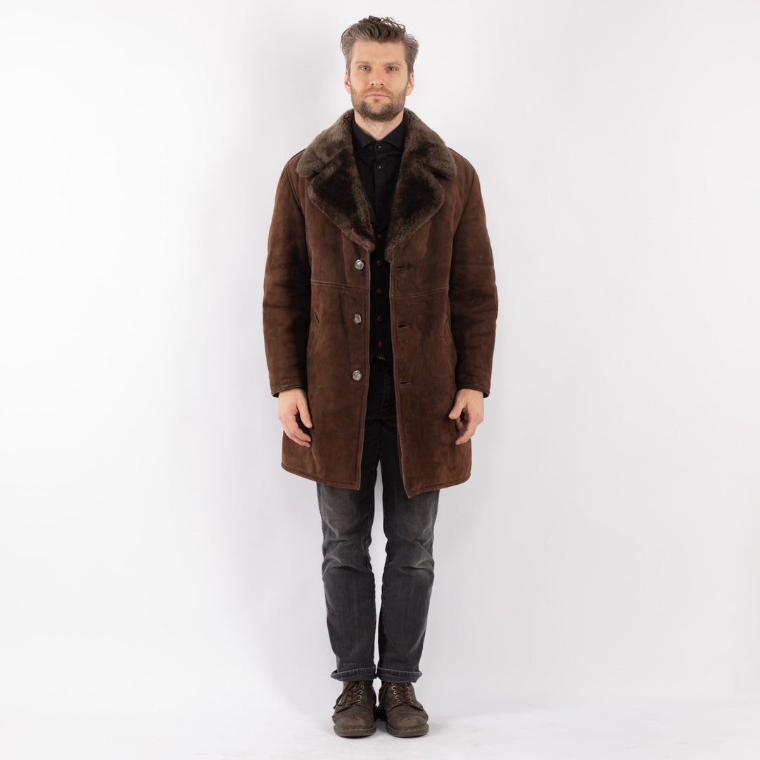 Vintage 70's Men Sheepskin Coat in Brown