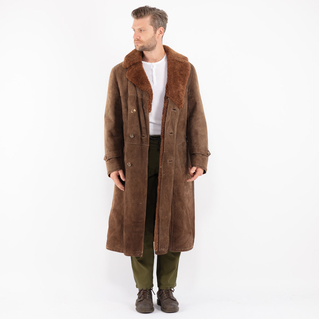 Vintage 70's Men Sheepskin Coat in Brown