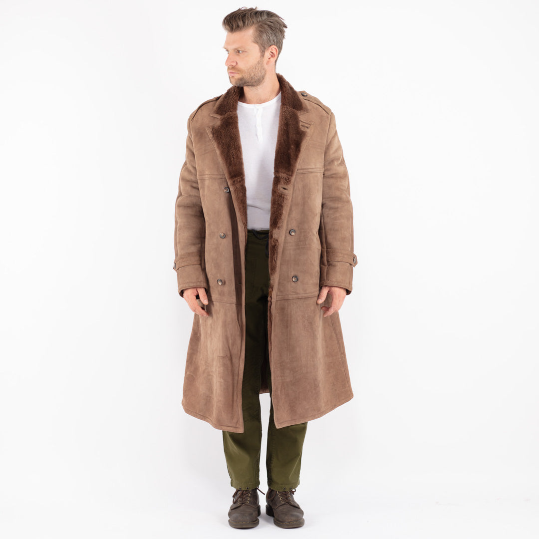 Vintage 80's Men Sheepskin Coat in Brown