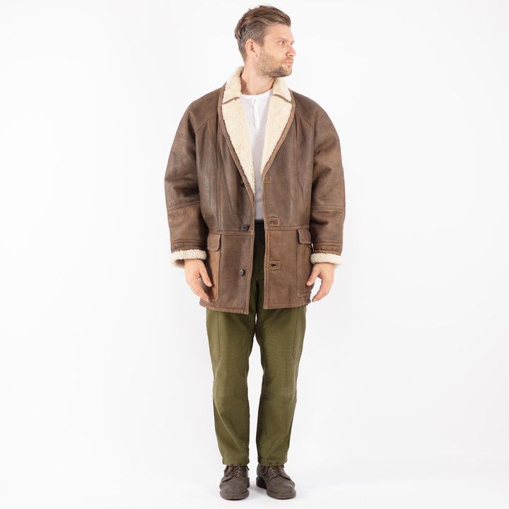 Vintage 70's Men Shearling Coat in Brown