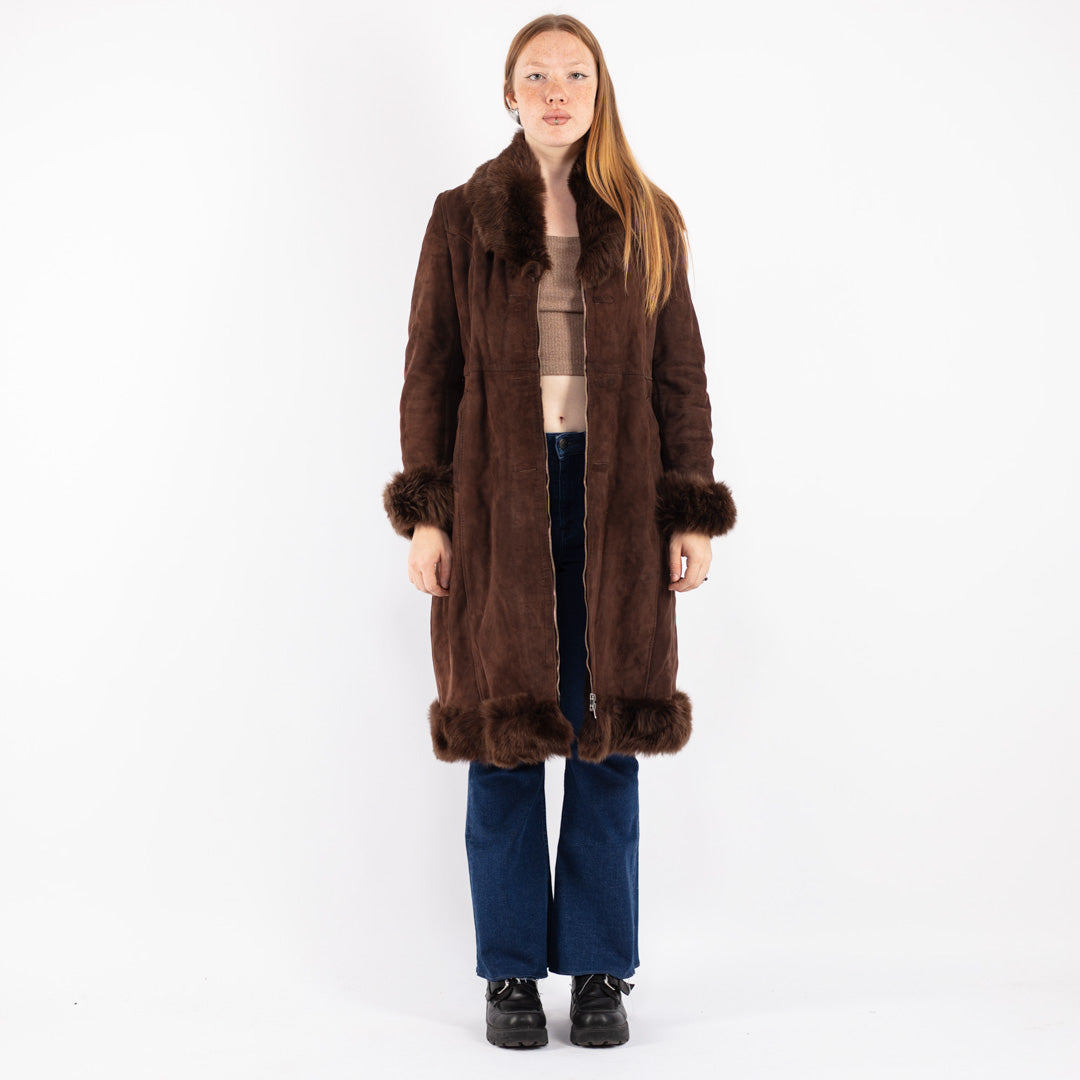 Vintage 70's Women Sheepskin Coat in Brown