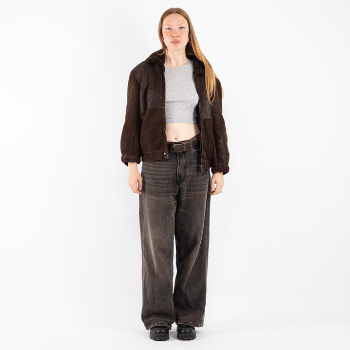 Vintage 70's Women Sheepskin Jacket in Brown