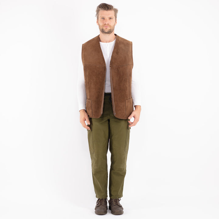 Vintage 70's Men Sheepskin Vest in Brown