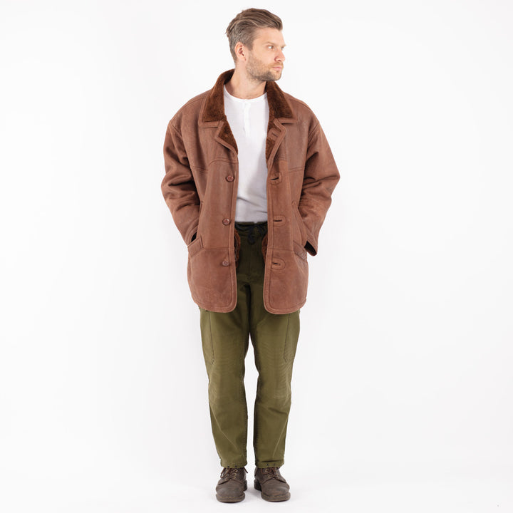 Vintage 70's Men Sheepskin Coat in Brown