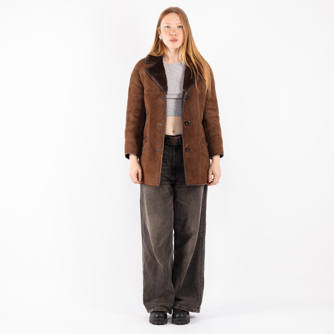 Vintage 70's Women Sheepskin Coat in Brown