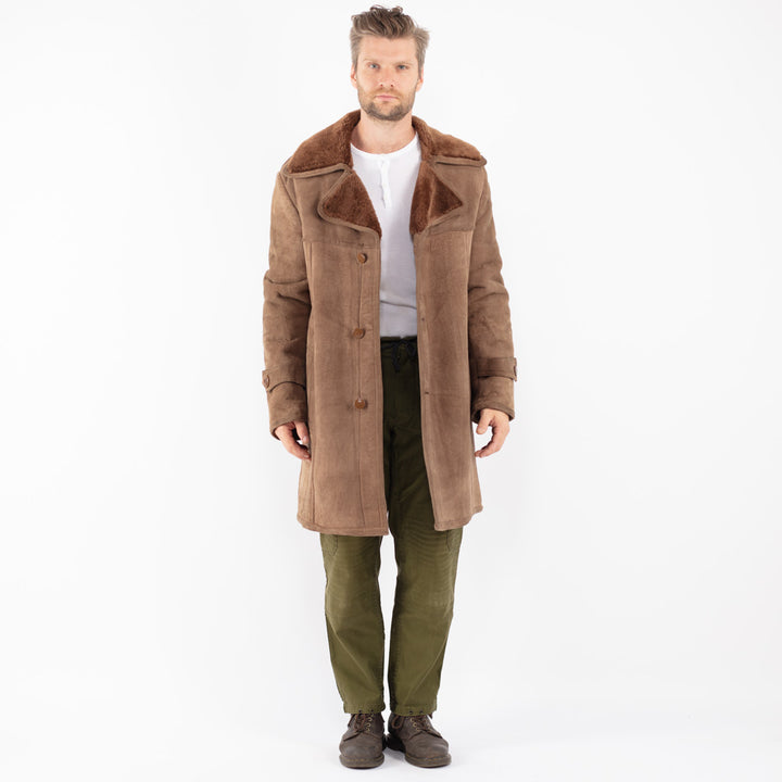 Vintage 70's Men Sheepskin Coat in Brown