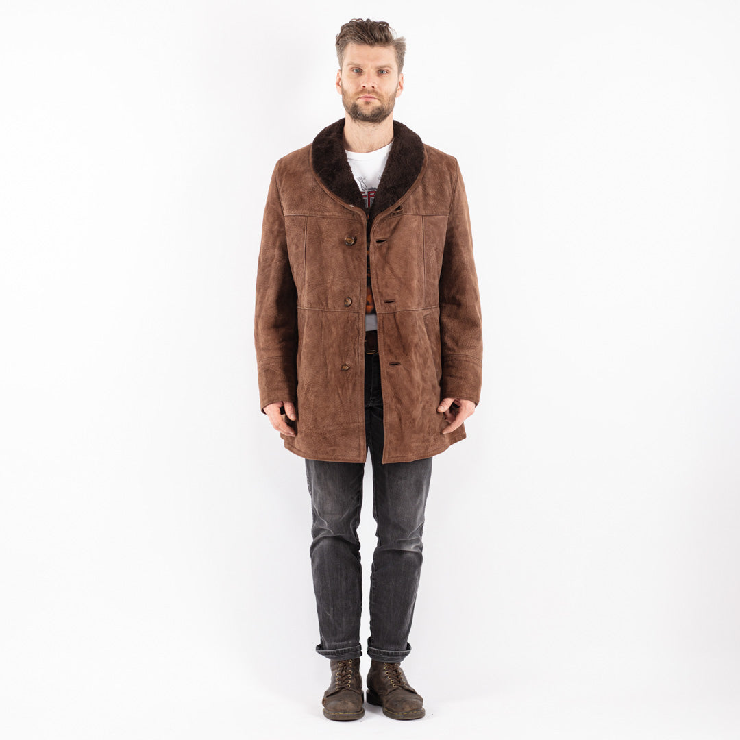 Vintage 70's Men Sheepskin Coat in Brown