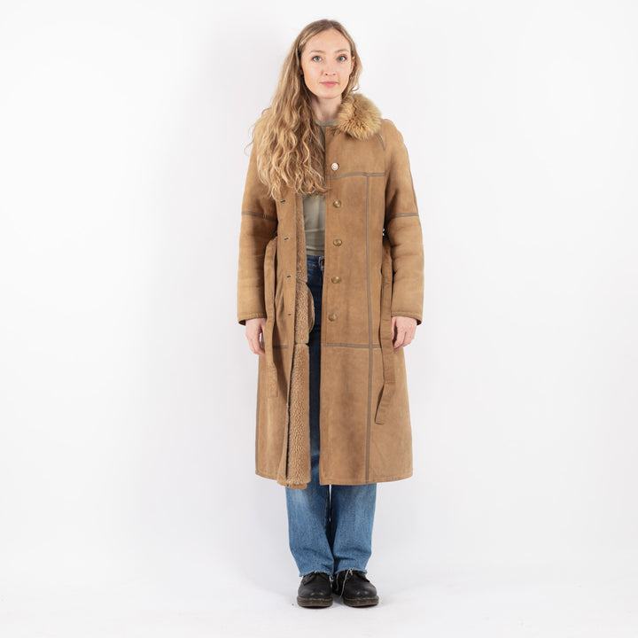 Vintage 70's Women Sheepskin Coat in Beige