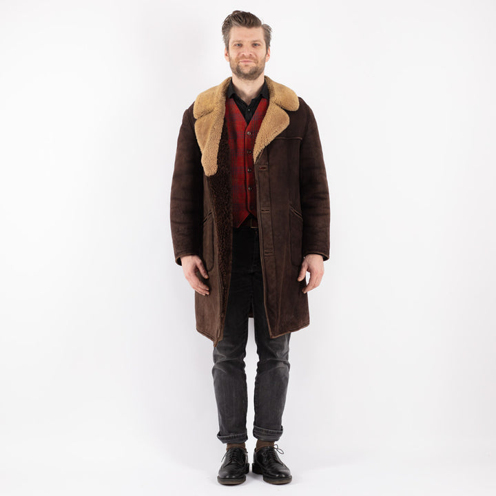 Vintage 70's Men Sheepskin Coat in BrownZ176