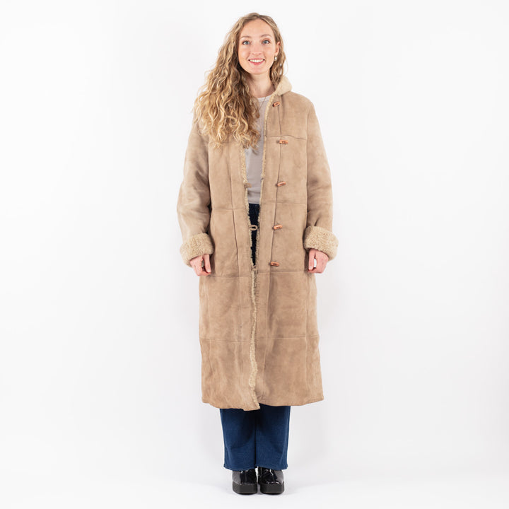 Vintage 70's Women Sheepskin Coat in Beige