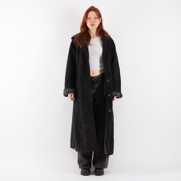 Vintage 90's Women Sheepskin Coat in BlackV8528