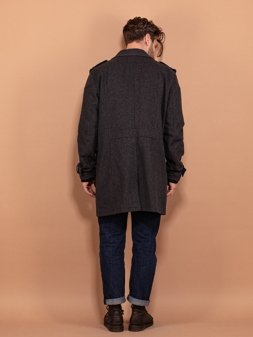 Vintage 00's Men Wool Blend Coat in Dark Grey - NorthernGrip