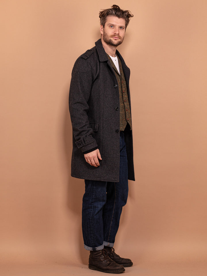 Wool Blend Coat 00s, Size Large L, Vintage Long Coat, Mens Clothing, Y2K Coat, Spring Outerwear, Lightweight Wool Coat, BetaMenswear
