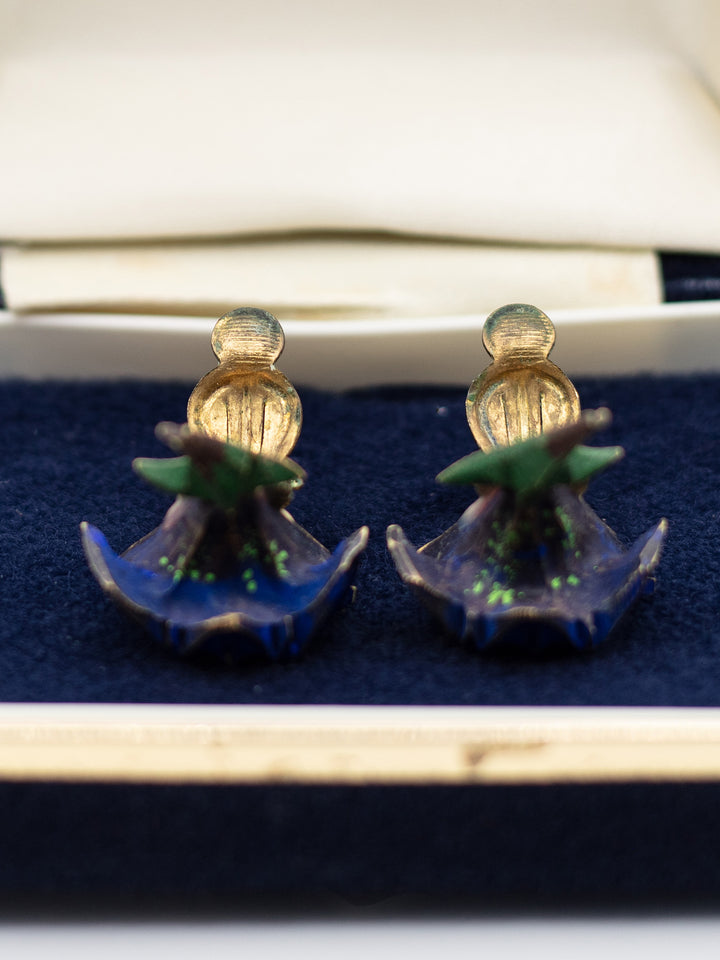 Vintage 50's Clip-on Earrings in Blue