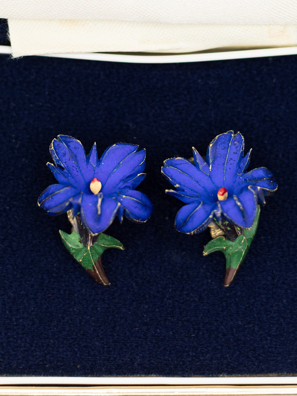 Vintage 50's Clip-on Earrings in Blue