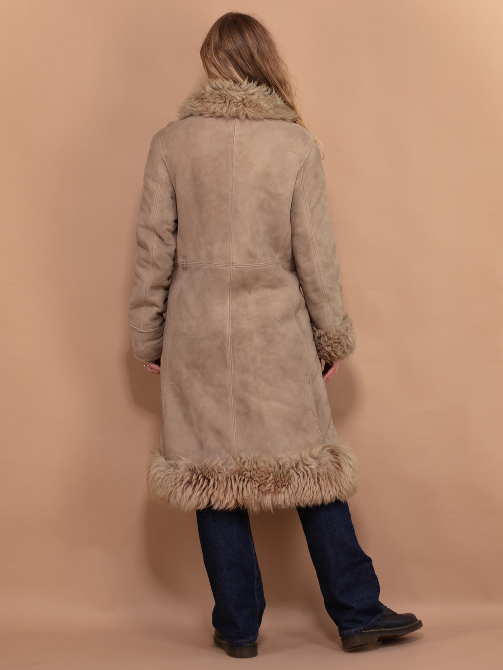 Vintage 70's Women Penny Lane Shearling Coat in Beige - NorthernGrip