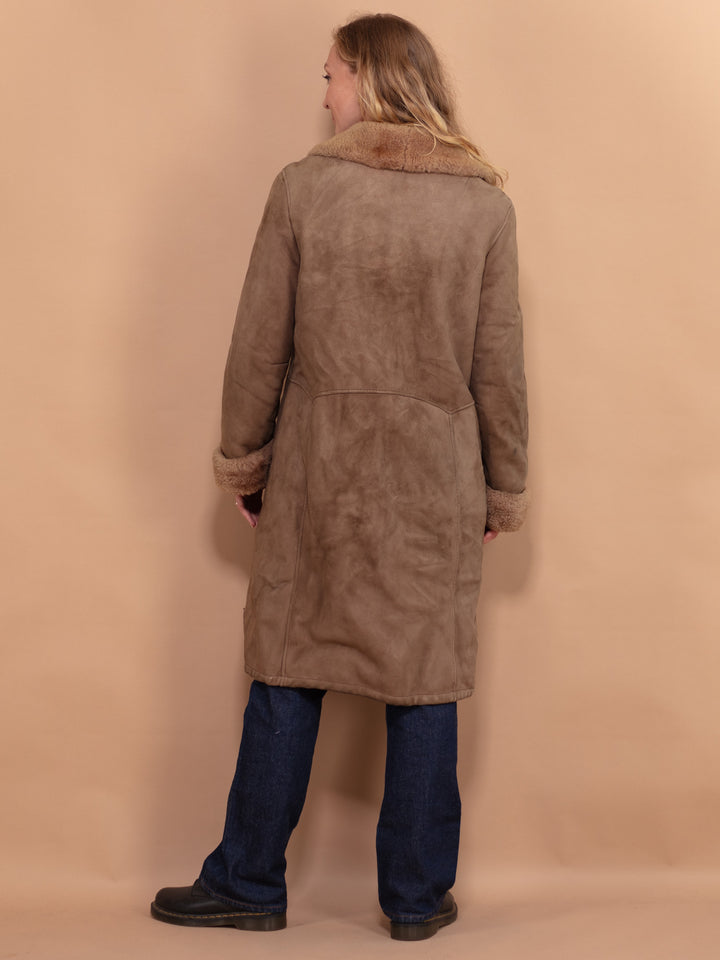 Shearling Suede Coat 70, Size Small, Vintage Suede Coat, Shearling Wool Coat, Afghan Sheepskin Coat, Wester Cowgirl Coat, Retro Outerwear
