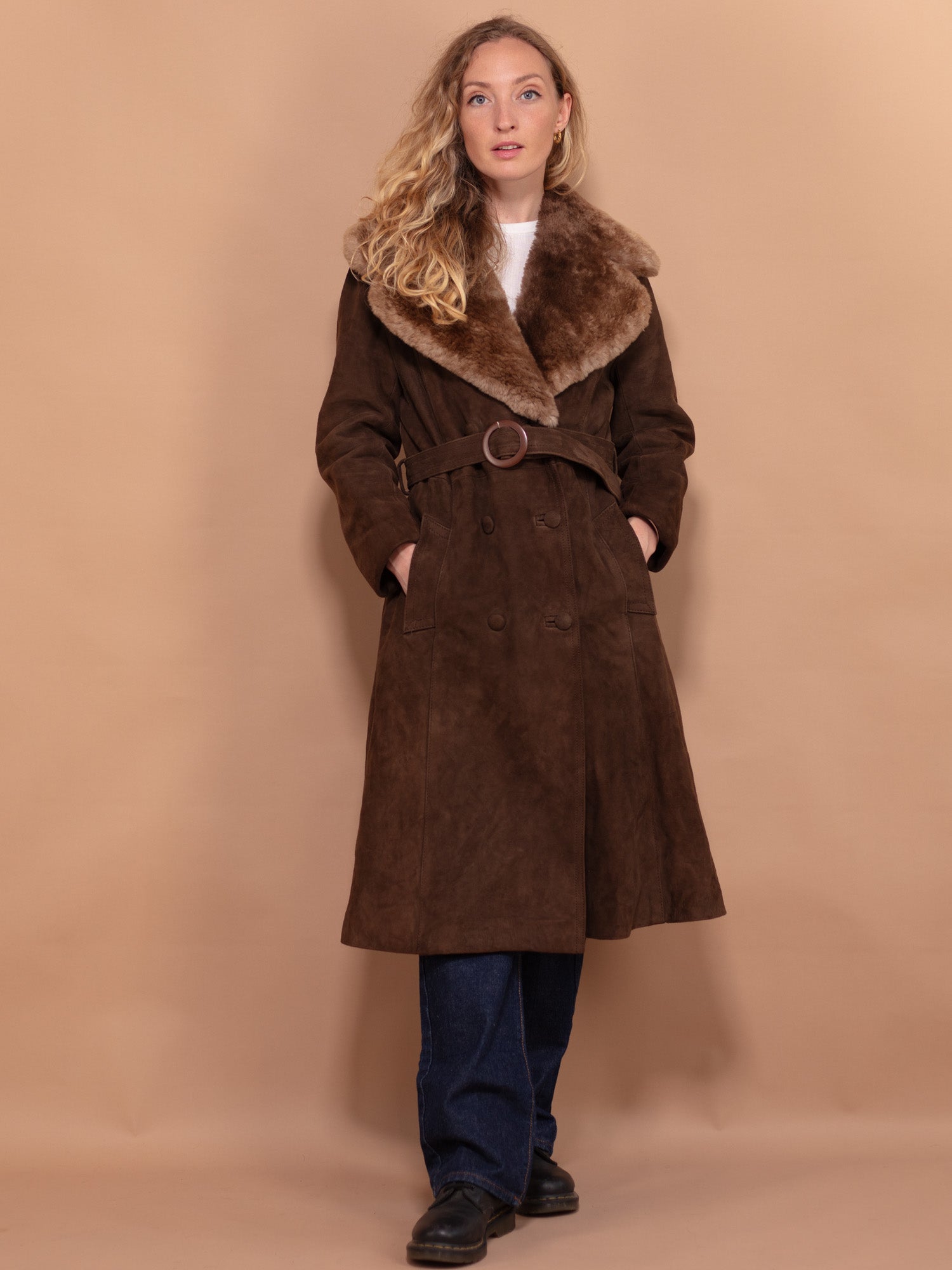 Online Vintage Store | 70's Women Suede Shearling Coat | Norther ...