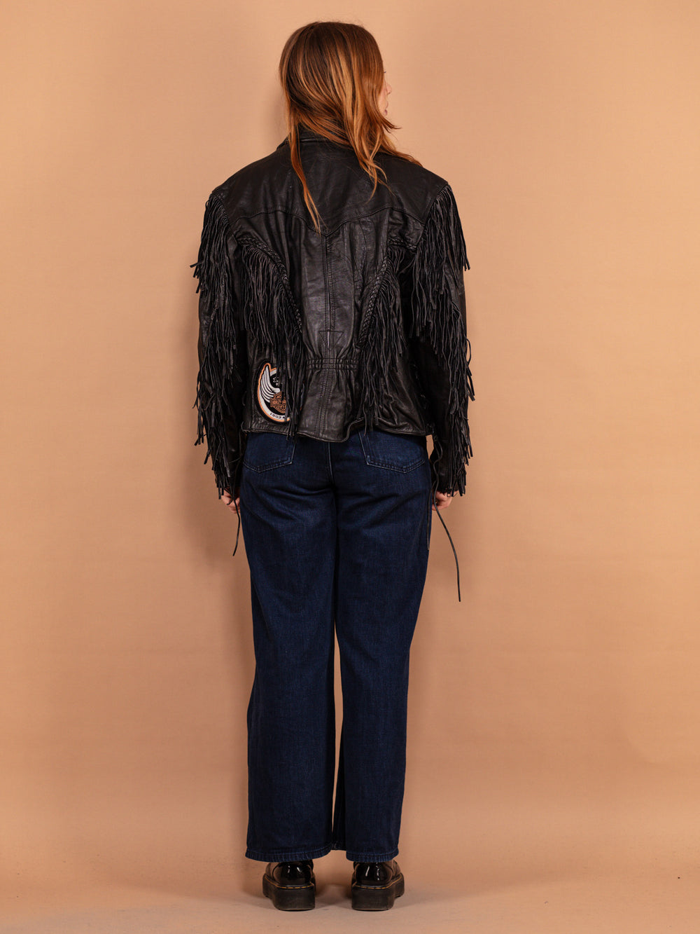 Vintage 00's Women Fringe Leather Moto Jacket in Black - NorthernGrip