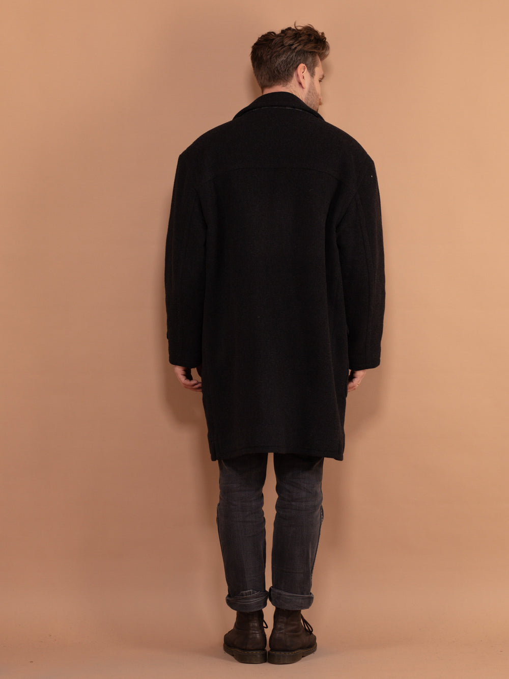 Vintage 00's Men Wool and Cashmere Coat in Dark Grey - NorthernGrip