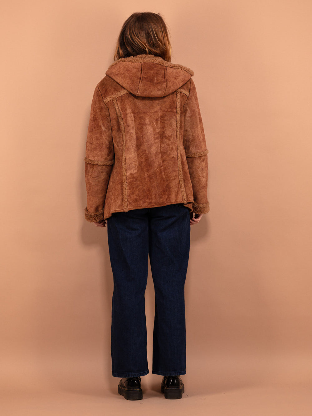 Vintage 00's Women Hooded Sherpa Jacket in Brown - NorthernGrip