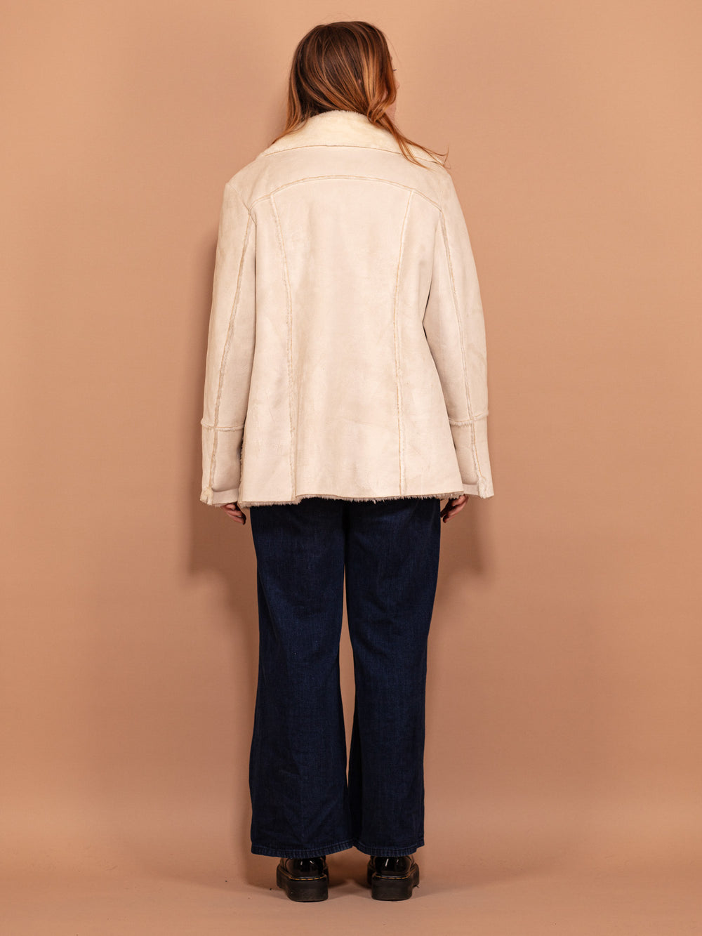 Vintage 00's Women Faux Sheepskin Coat in White - NorthernGrip