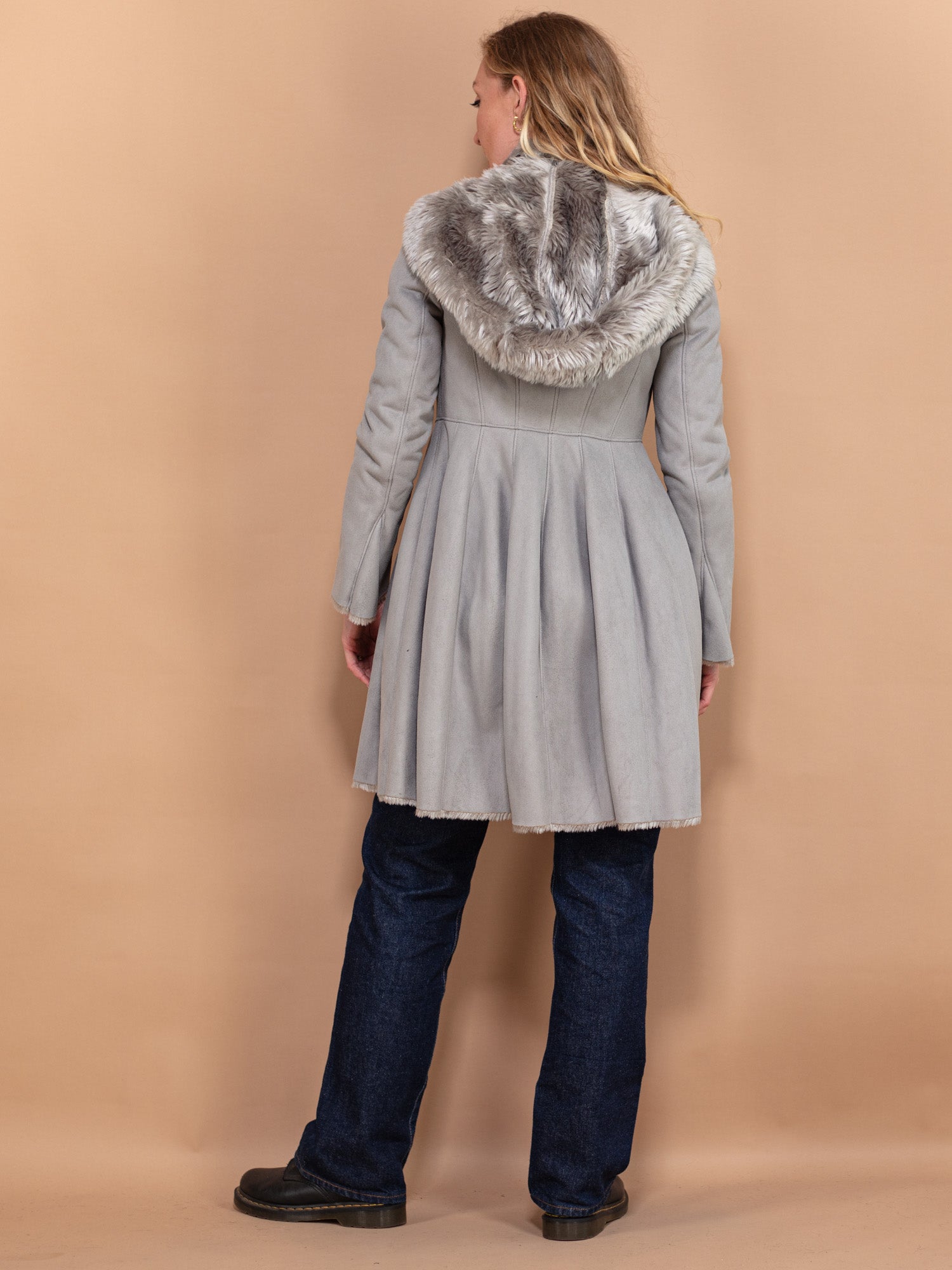 Grey faux suede coat hotsell