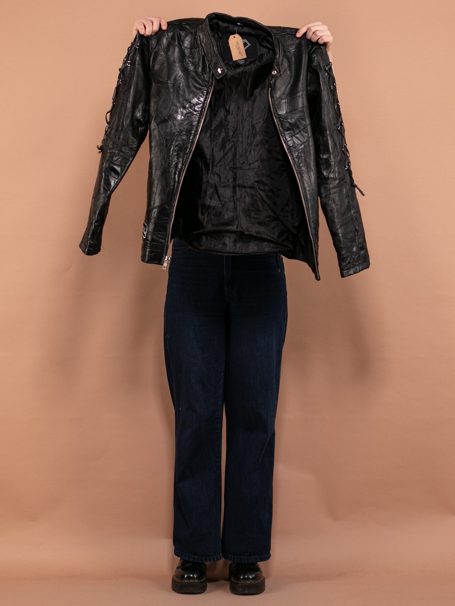 Online Vintage Store | 00's Women Leather Biker Jacket with