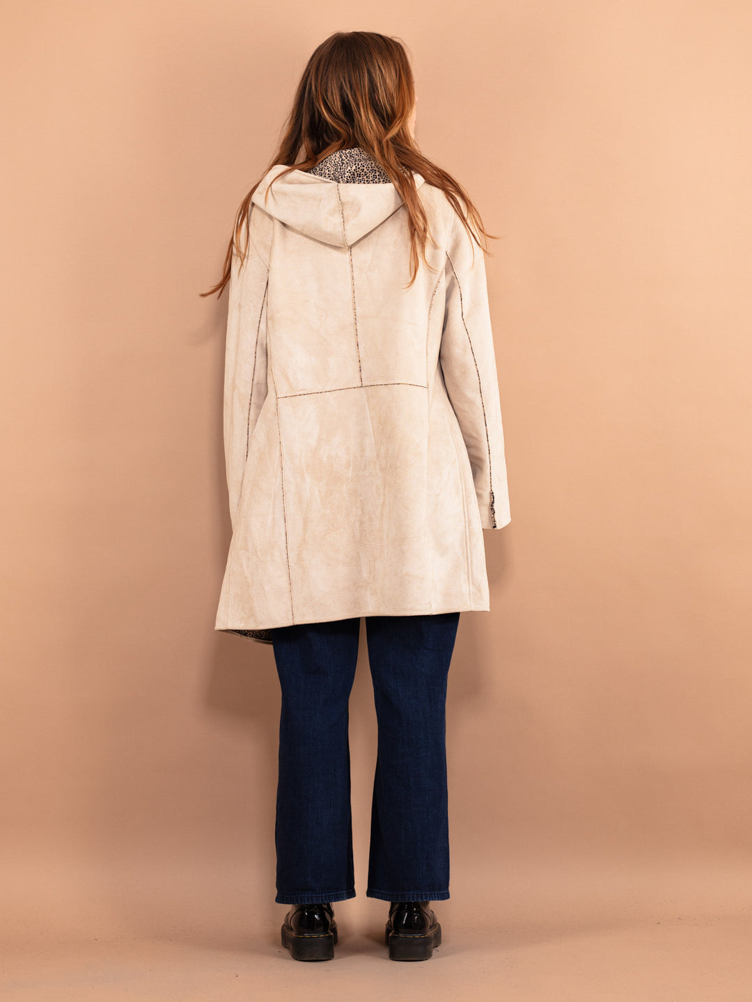 Vintage 00's Women Longline Velvet Jacket in Beige - NorthernGrip