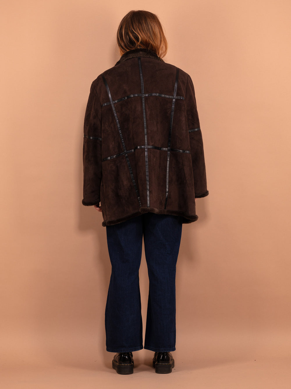 Vintage 00's Women Faux Shearling Coat in Dark Brown - NorthernGrip